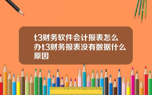 t3财务软件会计报表怎么办t3财务报表没有数据什么原因
