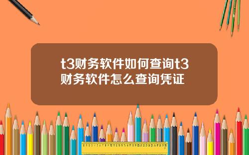 t3财务软件如何查询t3财务软件怎么查询凭证