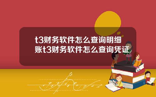 t3财务软件怎么查询明细账t3财务软件怎么查询凭证
