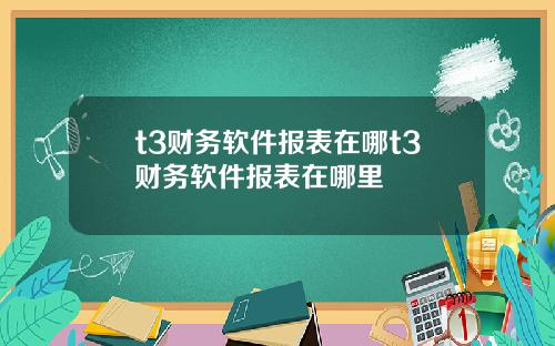 t3财务软件报表在哪t3财务软件报表在哪里