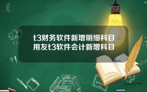 t3财务软件新增明细科目用友t3软件会计新增科目