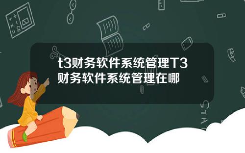 t3财务软件系统管理T3财务软件系统管理在哪