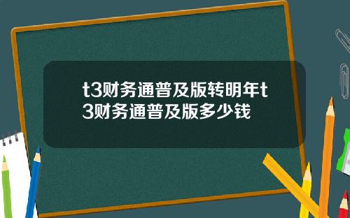 t3财务通普及版转明年t3财务通普及版多少钱