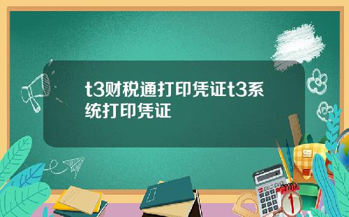 t3财税通打印凭证t3系统打印凭证