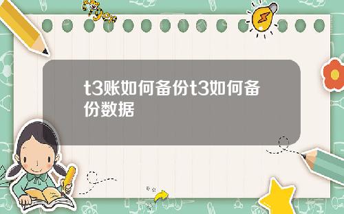 t3账如何备份t3如何备份数据
