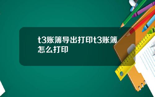 t3账簿导出打印t3账簿怎么打印