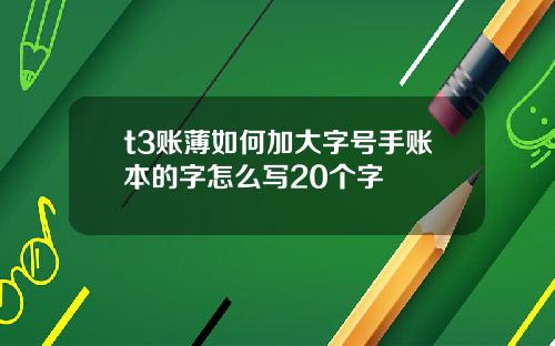 t3账薄如何加大字号手账本的字怎么写20个字