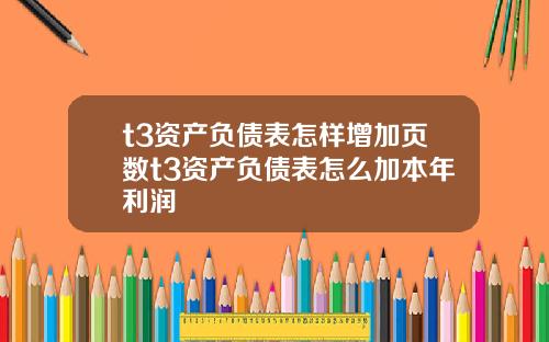 t3资产负债表怎样增加页数t3资产负债表怎么加本年利润