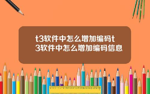 t3软件中怎么增加编码t3软件中怎么增加编码信息