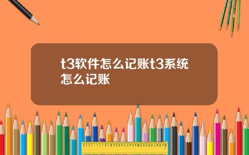 t3软件怎么记账t3系统怎么记账