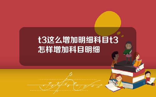 t3这么增加明细科目t3怎样增加科目明细