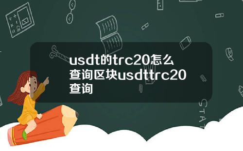 usdt的trc20怎么查询区块usdttrc20查询