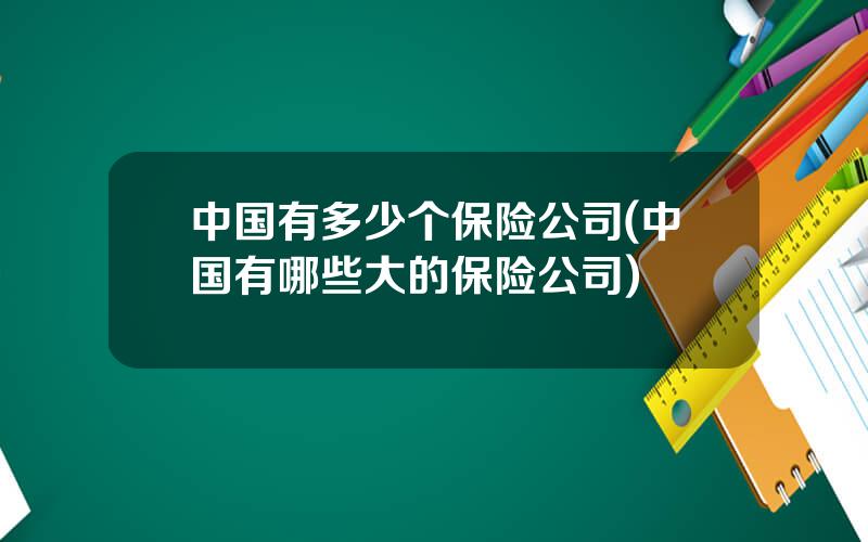 中国有多少个保险公司(中国有哪些大的保险公司)