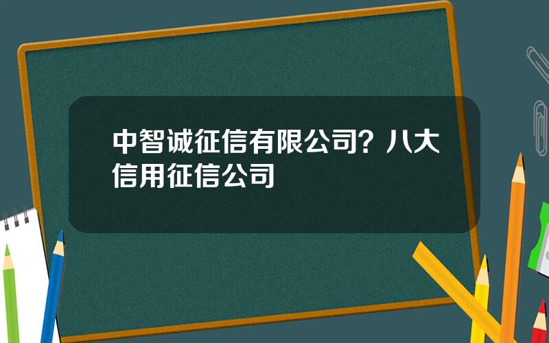 中智诚征信有限公司？八大信用征信公司