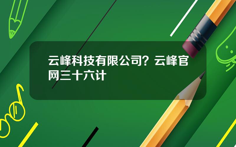 云峰科技有限公司？云峰官网三十六计