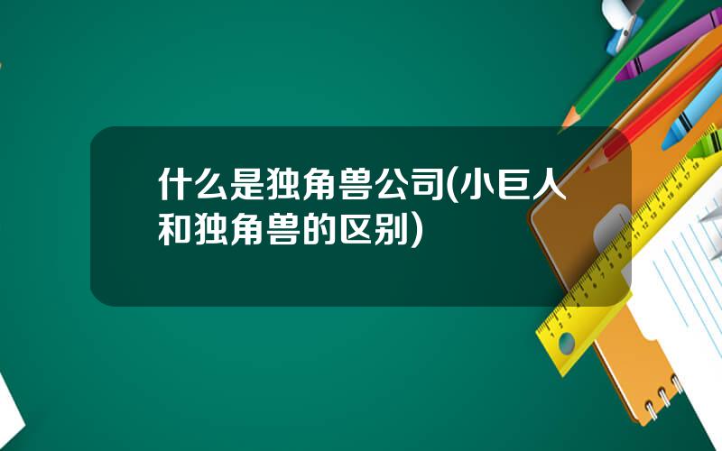 什么是独角兽公司(小巨人和独角兽的区别)
