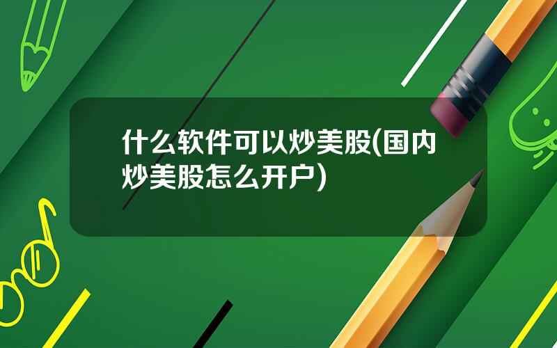 什么软件可以炒美股(国内炒美股怎么开户)