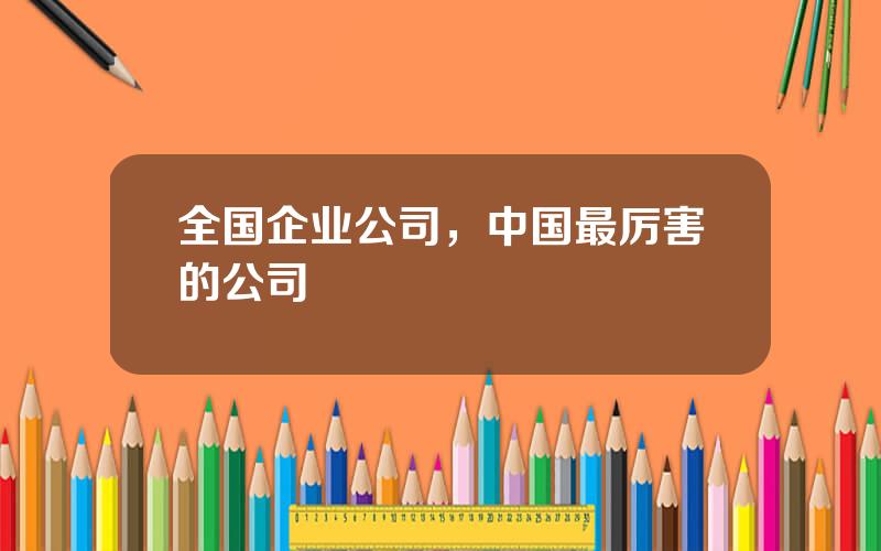 全国企业公司，中国最厉害的公司