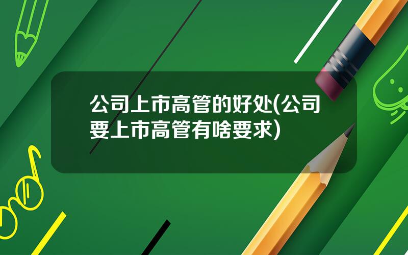 公司上市高管的好处(公司要上市高管有啥要求)