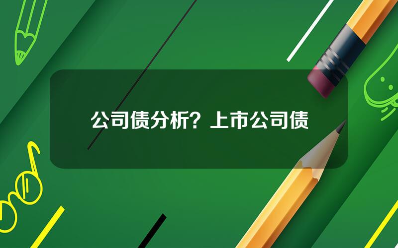 公司债分析？上市公司债