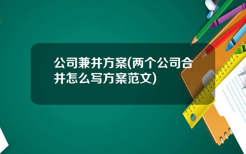 公司兼并方案(两个公司合并怎么写方案范文)