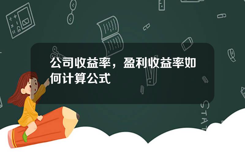 公司收益率，盈利收益率如何计算公式