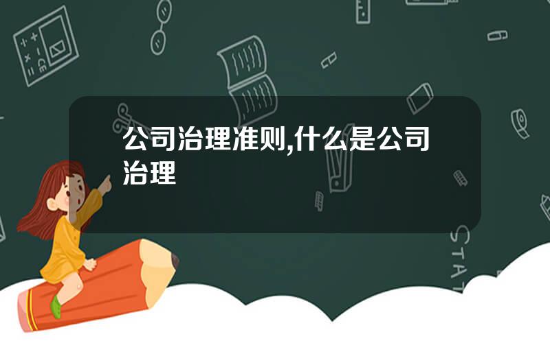 公司治理准则,什么是公司治理