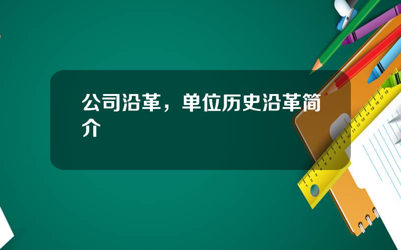 公司沿革，单位历史沿革简介