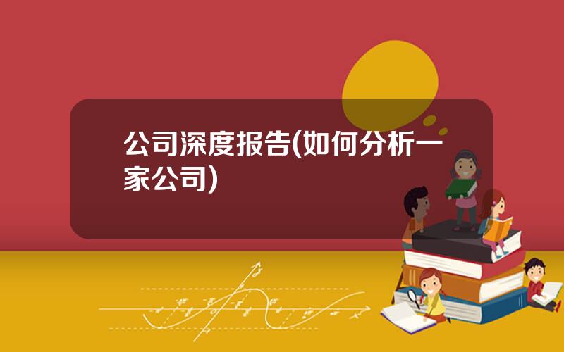 公司深度报告(如何分析一家公司)