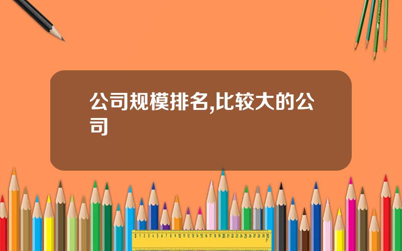 公司规模排名,比较大的公司