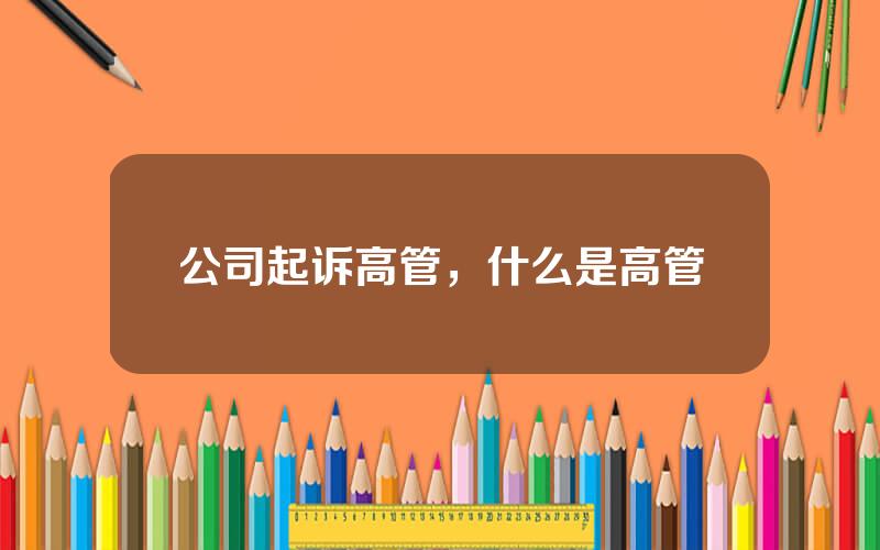 公司起诉高管，什么是高管