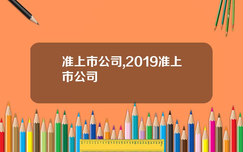 准上市公司,2019准上市公司