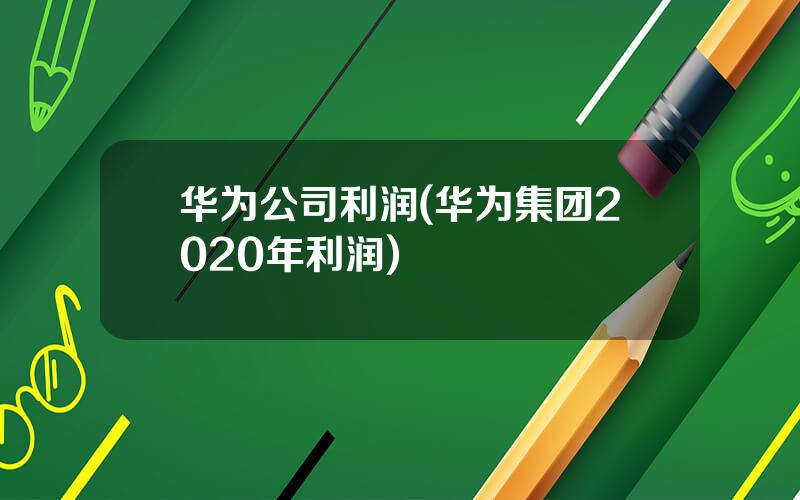 华为公司利润(华为集团2020年利润)