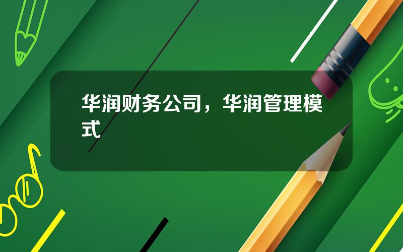 华润财务公司，华润管理模式