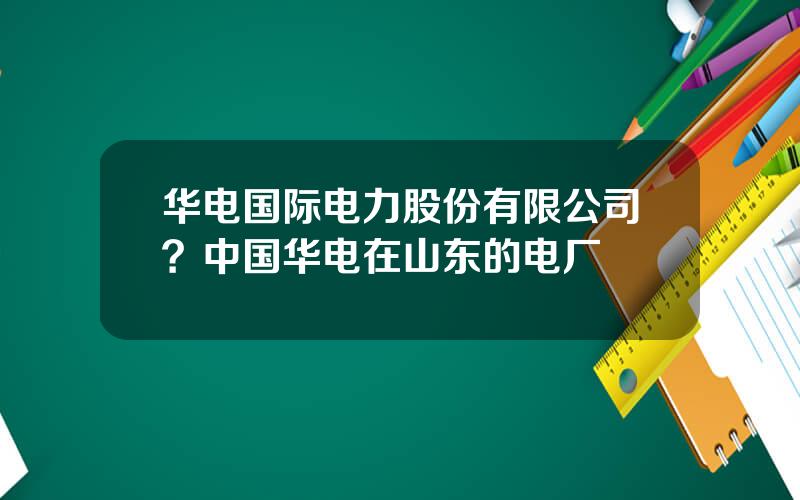 华电国际电力股份有限公司？中国华电在山东的电厂