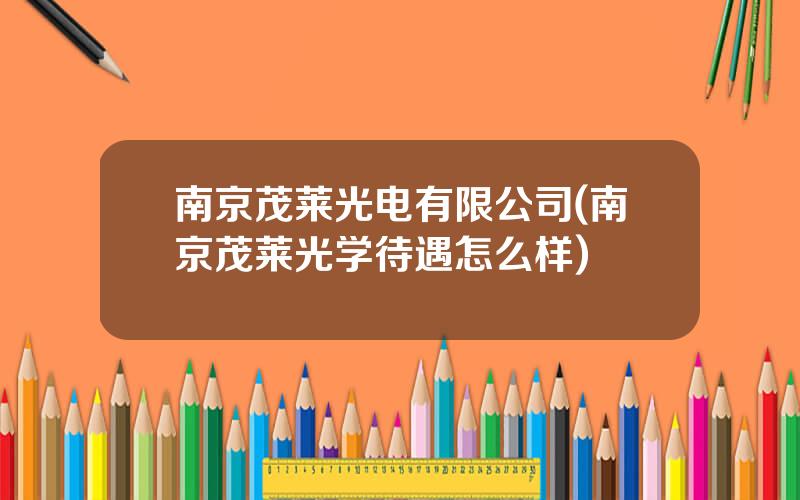 南京茂莱光电有限公司(南京茂莱光学待遇怎么样)