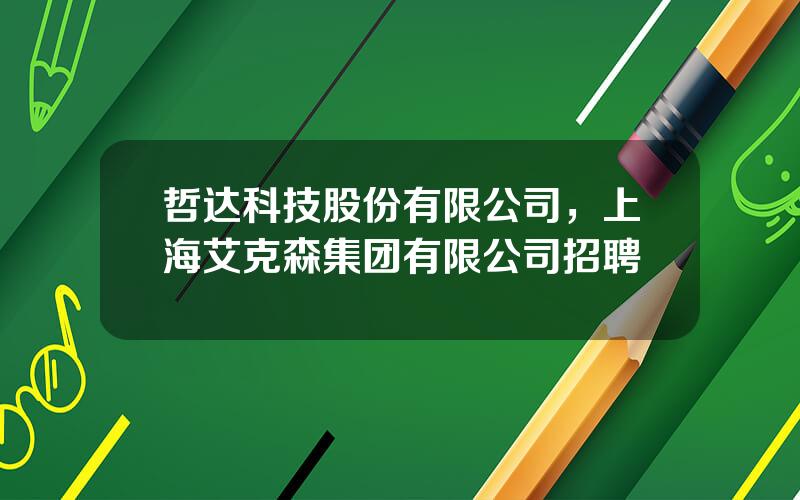 哲达科技股份有限公司，上海艾克森集团有限公司招聘