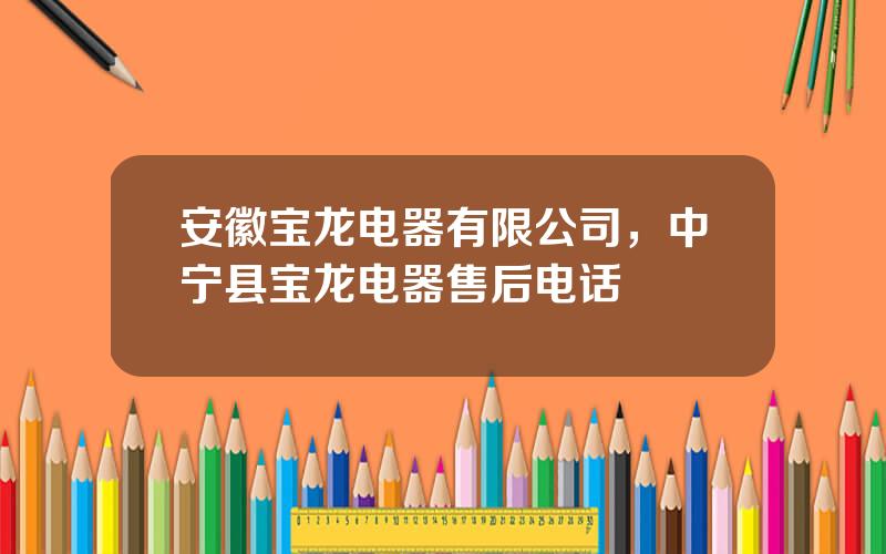 安徽宝龙电器有限公司，中宁县宝龙电器售后电话