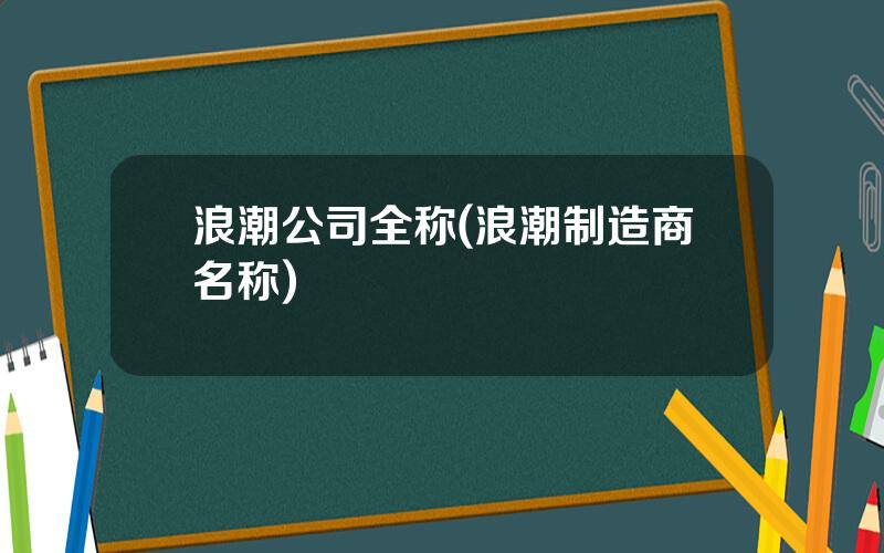 浪潮公司全称(浪潮制造商名称)