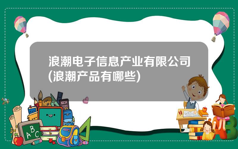 浪潮电子信息产业有限公司(浪潮产品有哪些)