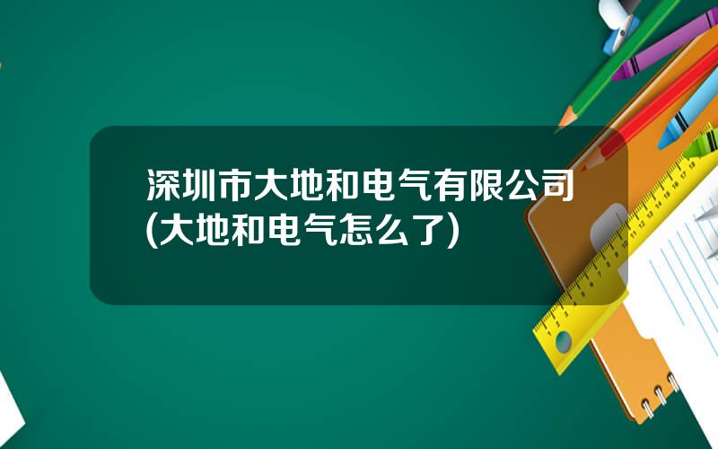 深圳市大地和电气有限公司(大地和电气怎么了)