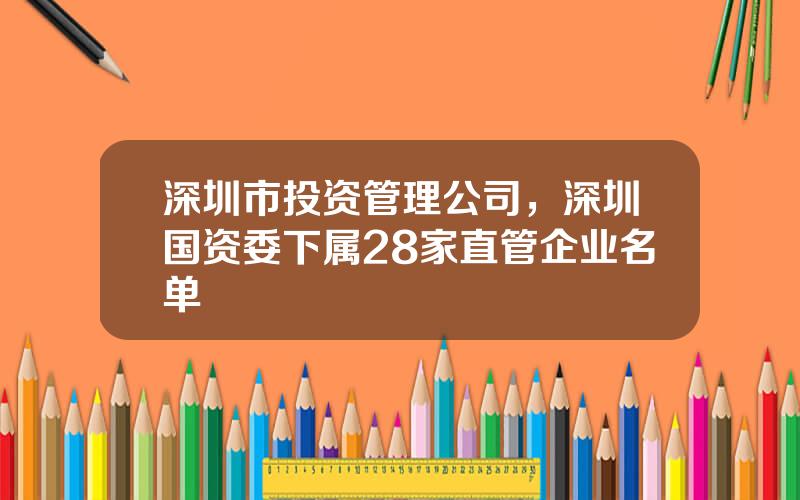 深圳市投资管理公司，深圳国资委下属28家直管企业名单