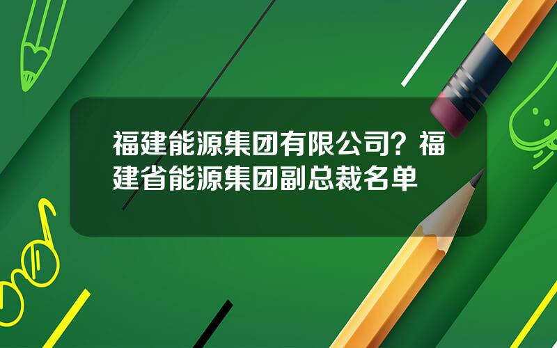 福建能源集团有限公司？福建省能源集团副总裁名单